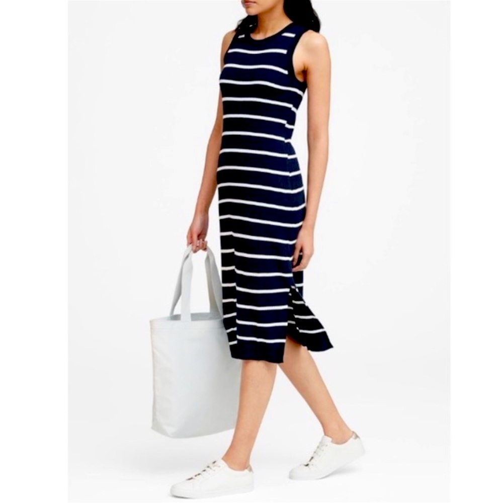 Banana Republic Preppy Ribbed Knit Striped Midi Dress